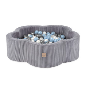 PLUSH NEST PLUSH NEST Suchý bazén Květinová zóna 95 × 30 cm prémiový manšestr šedý a 300 míčky
