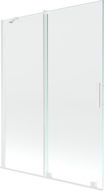 MEXEN/S - Velar Dvoukřídlá posuvná vanová zástěna 130 x 150 cm, transparent, bílá 896-130-000-01-20