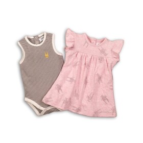Dívčí set, body a šaty, Minoti, CROWN 4, růžová - 80/86 | 12-18m