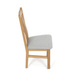 Dřevěná jídelní židle, potah stříbrná látka, masiv dub, přírodní odstín