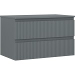 MEXEN/S - Rivel koupelnová skříňka pod umyvadlo 80 cm s deskou, 2 zásuvky, reliéf , grafit mat 91A20-08047-2-BFFC66