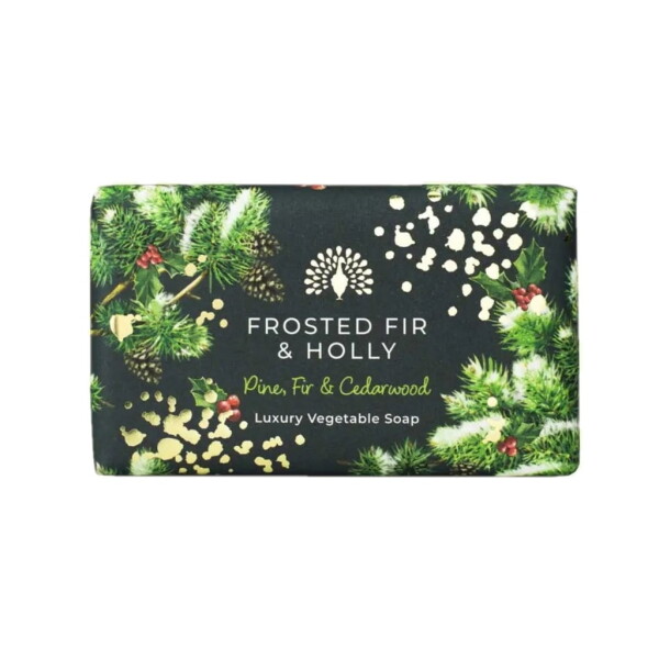 The English Soap Company Tuhé mýdlo Frosted Fir and Holly 190 g, zelená barva