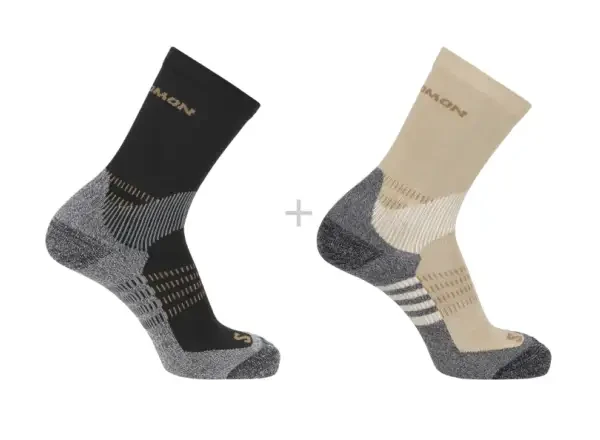 Salomon Turistické ponožky X Ultra Access Crew 2-Pack LC2256800 bleached sand/black