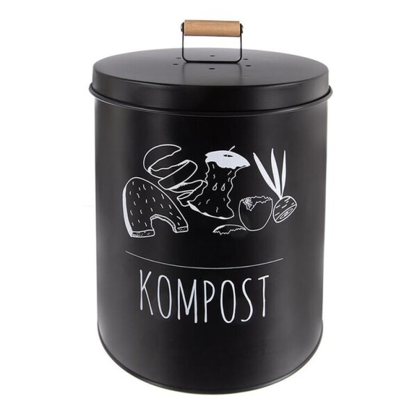 Kulatá plechová dóza KOMPOST Black 8 l