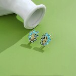 Náušnice Swarovski Elements Leah Blue - květina, Modrá