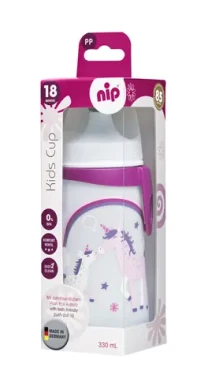 NIP Kids cup láhev s pítkem PP 330ml růžová / od 18 měsíců (NIP35052)