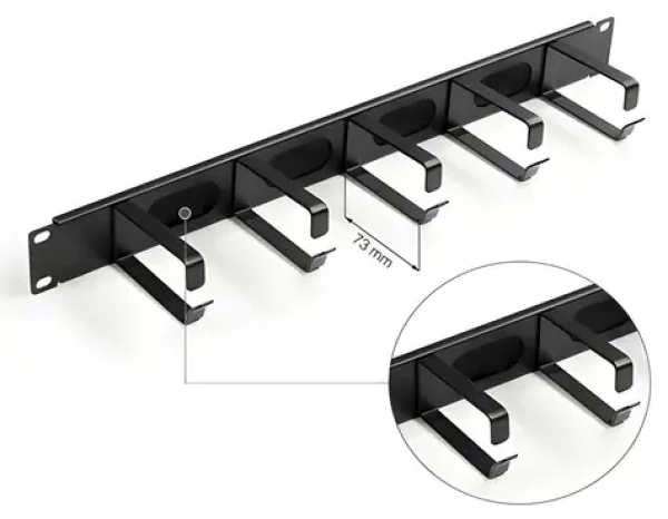 Triton 19" držák patch kabelů kovový / Panel pro správu kabelů / 1U / hloubka oka 73 mm (RAB-VP-X81-A2)