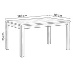 Jídelní stůl 140x80x75, masiv dub bílý, povrchová úprava olejem, nohy 8x8 cm