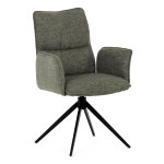 Židle jídelní, zelená látka, 360° vratný mechanismus, černý kov