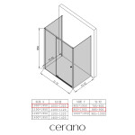 CERANO - Třístěnný sprchový kout Santini U L/P - 6 mm - černá matná, transparentní sklo - 100x90x195 - pivotový CER-8050BD7870