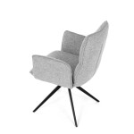 Židle jídelní, šedá látka, 360° vratný mechanismus, černý kov