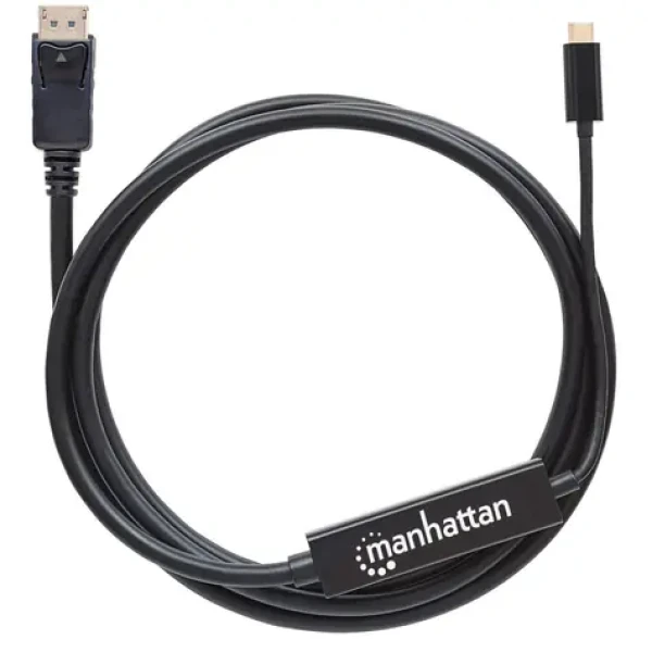Manhattan USB-C na DisplayPort 2 m černá / Adaptérový kabel / 3840 × 2160 px / 60 Hz / DP Alt Mode / Thunderbolt 3 (152464)