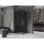 MEXEN/S - Velar L Duo sprchový kout, posuvné dveře 100 x 90, grafit, zlato 871-100-090-02-43-50