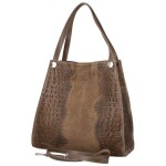 Luxusní dámská kožená kabelka na rameno Cynthia, taupe