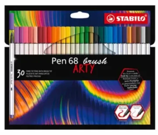 STABILO® Pen 68 brush - ARTY - 30 ks sada - 30 různých barev (568/30-21-20)