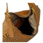 Stylová dámská háčkovaná kabelka Coveri Luna, hnědá