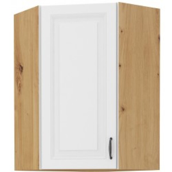 Horní rohová skříňka Stilo 60x60 GN-90 1F (45°) Barva korpusu: Dub artisan, Barva dvířek: Bílá