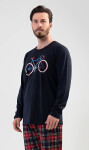 Pánské pyžamo dlouhé Old bike tmavě modrá XL