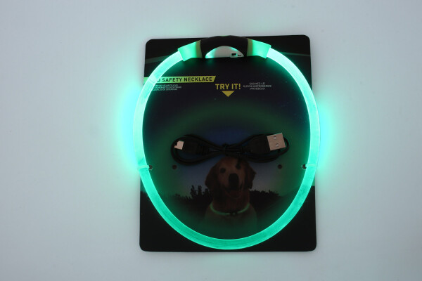 Blesk LED nabíjecí obojek pro psa Barva: Zelená, Obvod krku: 35 cm