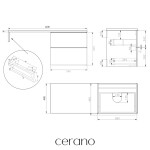CERANO - Koupelnová skříňka Velora - černá matná, úchytka chrom + deska pod umyvadlo Navira Pro - 36 mm + konzole chrom - 120x56,6x46,5 CER-667859