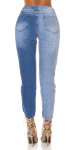 Sexy Highwaist Bi-Color Mom Jeans Použitý vzhled denimblue