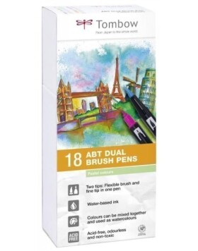 Tombow Oboustranný štětcový fix ABT - Pastels 18 ks
