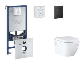 GROHE - Rapid SLX Set předstěnové instalace, klozetu, sedátka SoftClose a tlačítka Even, phantom black SANI11BB5107