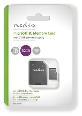 Nedis microSDHC 32 GB / Paměťová karta / UHS-I / čtení: 100 MB/s / zápis: 45 MB/s / vč. adaptéru SD (MMSD32100BK)