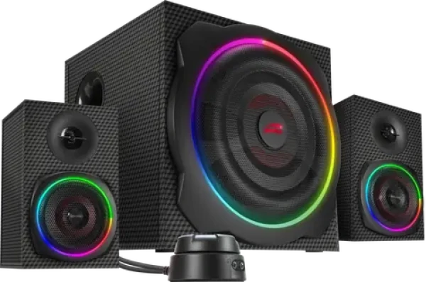 Speed Link GRAVITY CARBON RGB černá / Reproduktorový systém / 2.1 / RGB podsvícení / Bluetooth / AUX (SL-830100-BK)