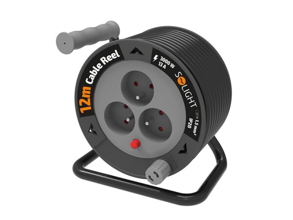 Prodlužovací kabel na bubnu - 3 zásuvky 12m SOLIGHT PB24