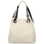 Módní dámská koženková kabelka na rameno Žanet, krémová