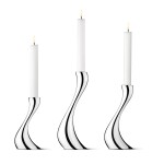 Georg Jensen Svícen Cobra Mirror – set 3 ks, stříbrná barva, kov