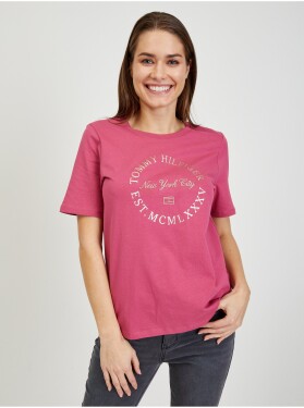 Tmavě růžové dámské tričko Tommy Hilfiger dámské