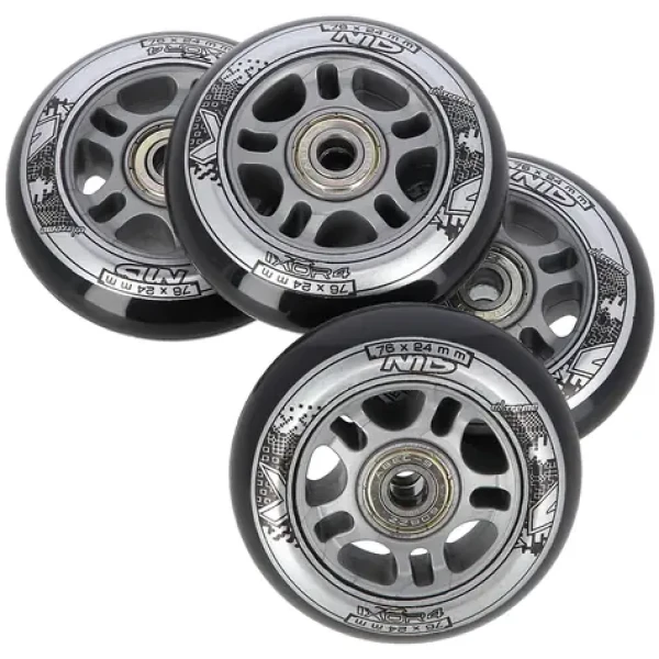 NILS Extreme Sestava černých PU koleček 76x24 + ložiska ABEC9 (5907695557091)