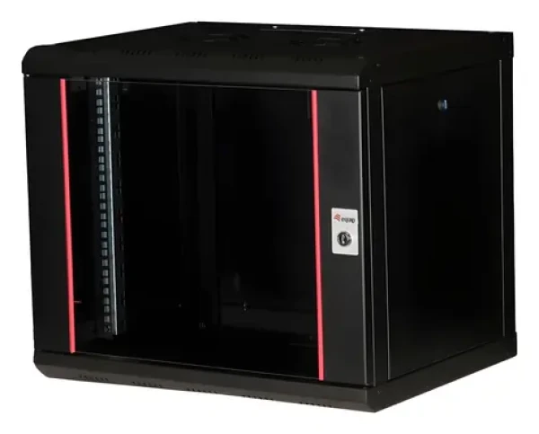 Equip 19" nástěnný rozvaděč 9U 600x450mm černá / Nástěnný rozvaděč / skleněné dveře / uzamykatelný (EPM-09-6045-B-CBAA)
