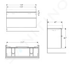 GEBERIT - Smyle Square Umyvadlová skříňka, 1184x470x617 mm, 2 zásuvky, pískově šedá 500.356.JL.1