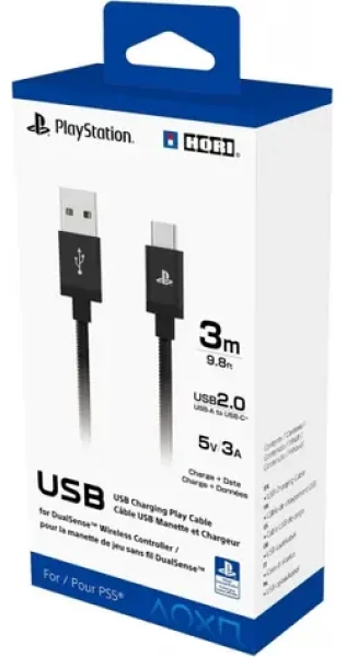 HORI HRP51002 Nabíjecí USB kabel pro ovladač PS5 DualSense 3m černá / 1x USB-A (M) / 1x USB-C (M) (HRP51002)