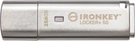 Kingston IronKey Locker+ 50 256GB stříbrná / Flash Disk / USB 3.2 Gen 1 - (USB-A 3.0) (IKLP50/256GB)