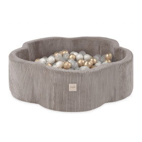 PLUSH NEST PLUSH NEST Suchý bazén Květinová zóna 95 × 30 cm Béžový prémiový manšestr s 300 míčky