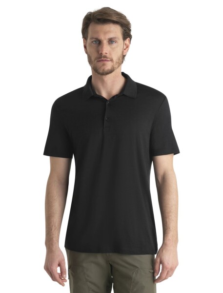 Pánské merino polo triko ICEBREAKER Mens 150 Tech Lite III SS Polo, Black velikost: XXL