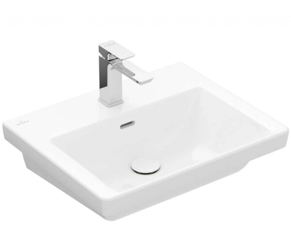 VILLEROY & BOCH - Subway 3.0 Umyvadlo 55x44 cm, s přepadem, otvor pro baterii, CeramicPlus, Stone White 4A7055RW