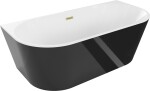 MEXEN/S - Oval vana volně stojící nástěnná 170 x 80, bílá/černá, sifon a přepad zlatá kartáčovaná 52671708075-55