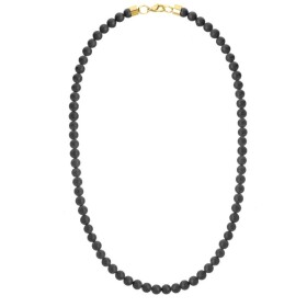 Pánský náhrdelník Fernando Gold - 6 mm onyx, chirurgická ocel, Černá 50 cm