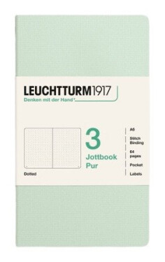 Zápisník Jottbook pur A6, 64l, tečkovaný, Mint Green, 3ks