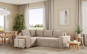 FRONTI Rohová rozkládací sedačka MALAGA bežová - CORD 205.14 17815