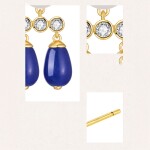 Náušnice s perlou, lapis lazuli a zirkony Aurelia, Modrá Bílá