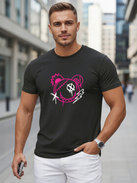 Pánské bavlněné tričko s potiskem ve stylu graffiti, černé, FashionStreet NX0136R M