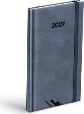 Diář 2027 T806 PU šedý s gumkou 90x170mm