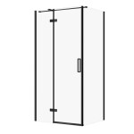 CERSANIT - Sprchový kout JOTA s panty, černý, 100x80x195, levý, čiré sklo S160-034