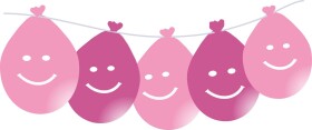 Balonky smajlík visící LED svítící 5ks mix růžové